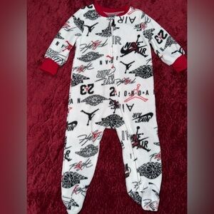Jordan Kids One Piece in White and Black with Red Accents